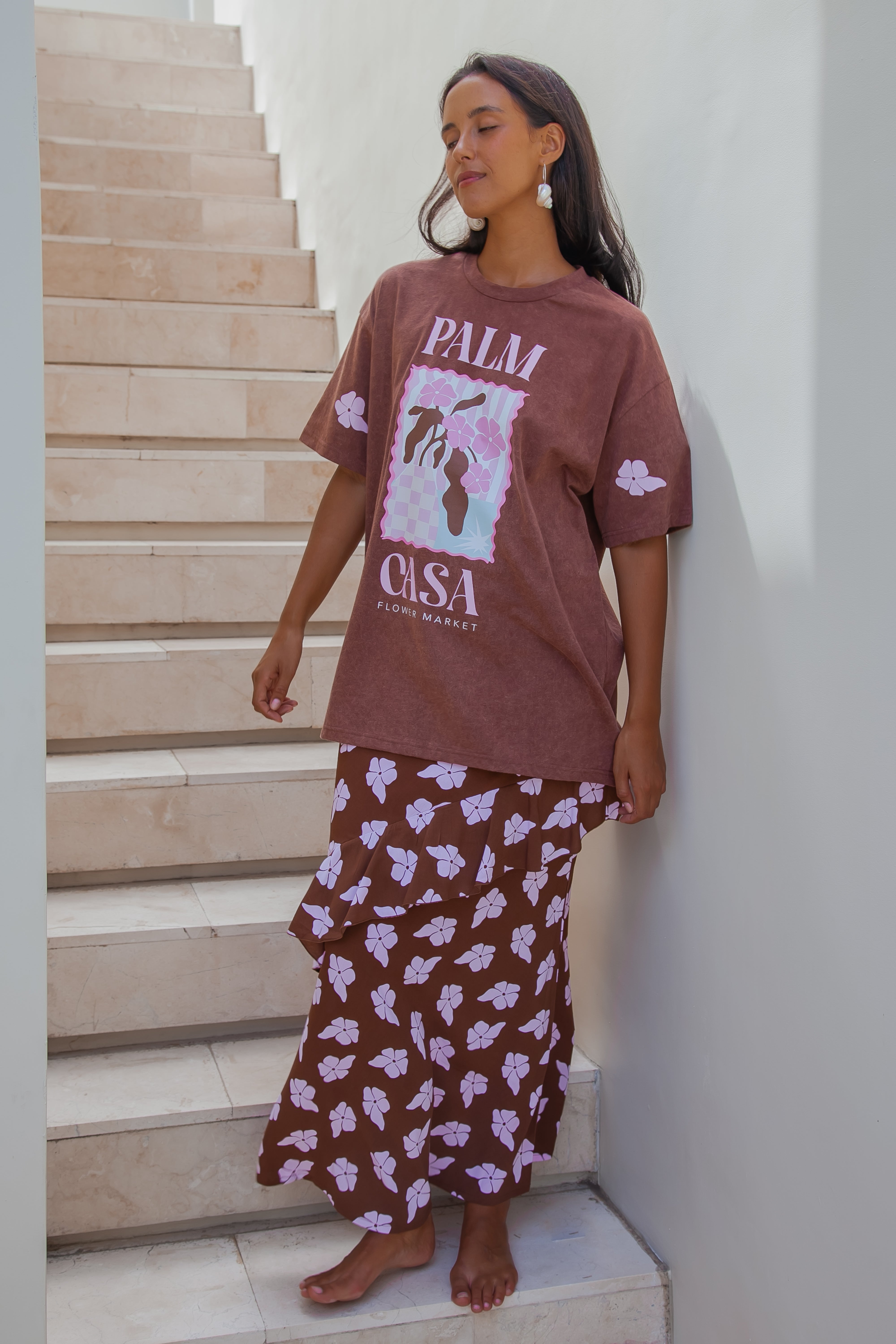 Flower Market T-shirt - Brown