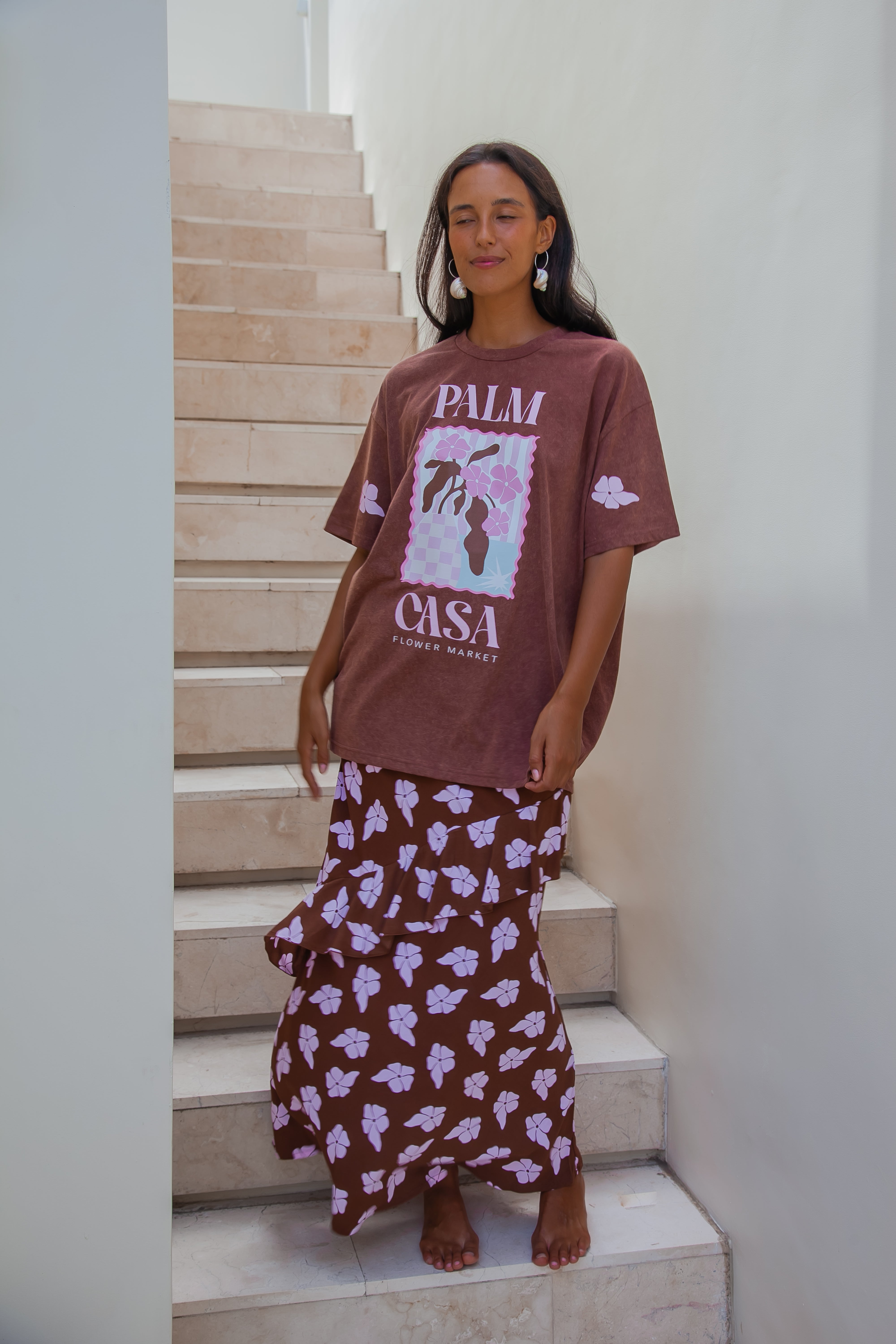 Flower Market T-shirt - Brown