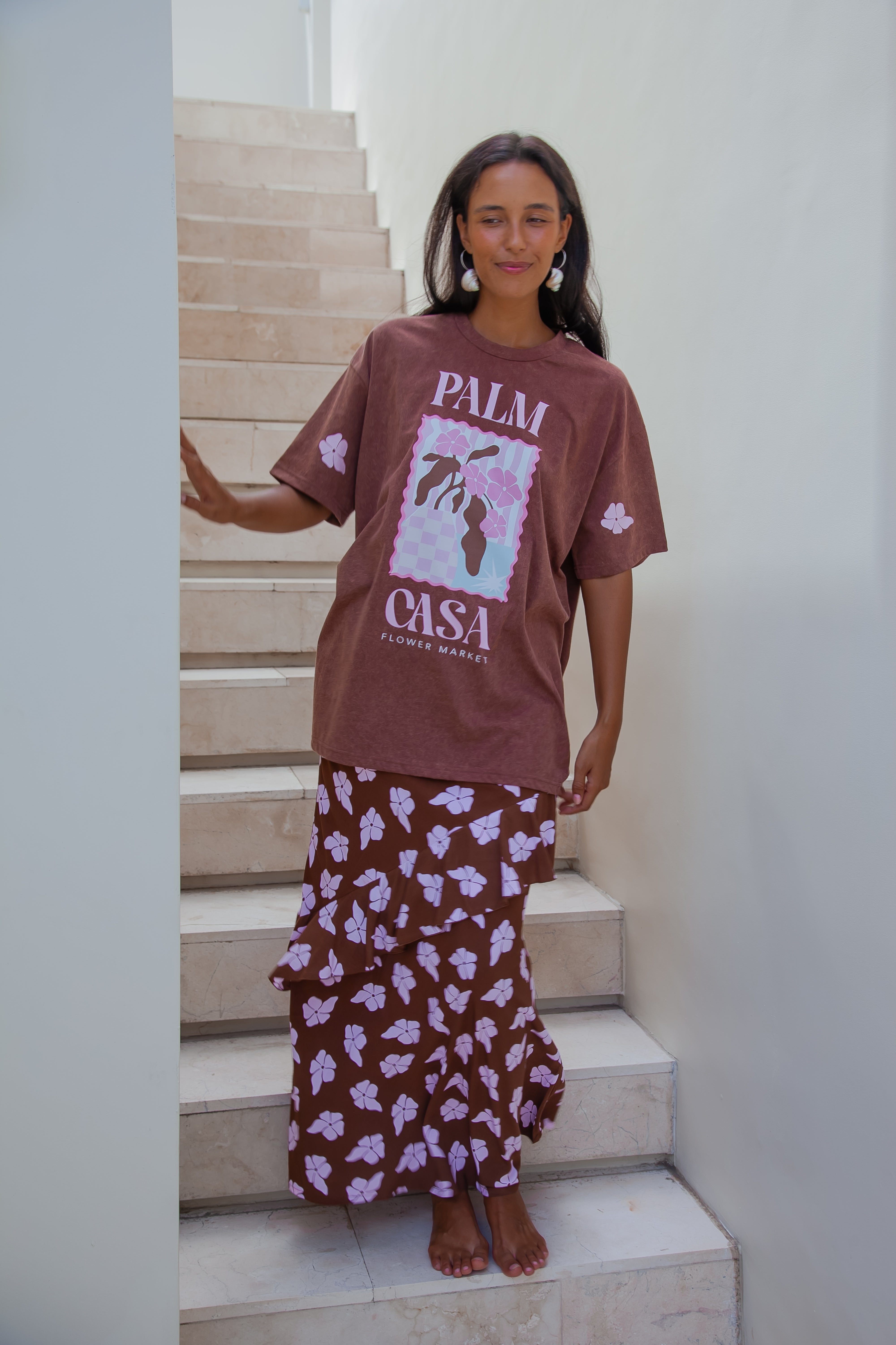 Flower Market T-shirt - Brown