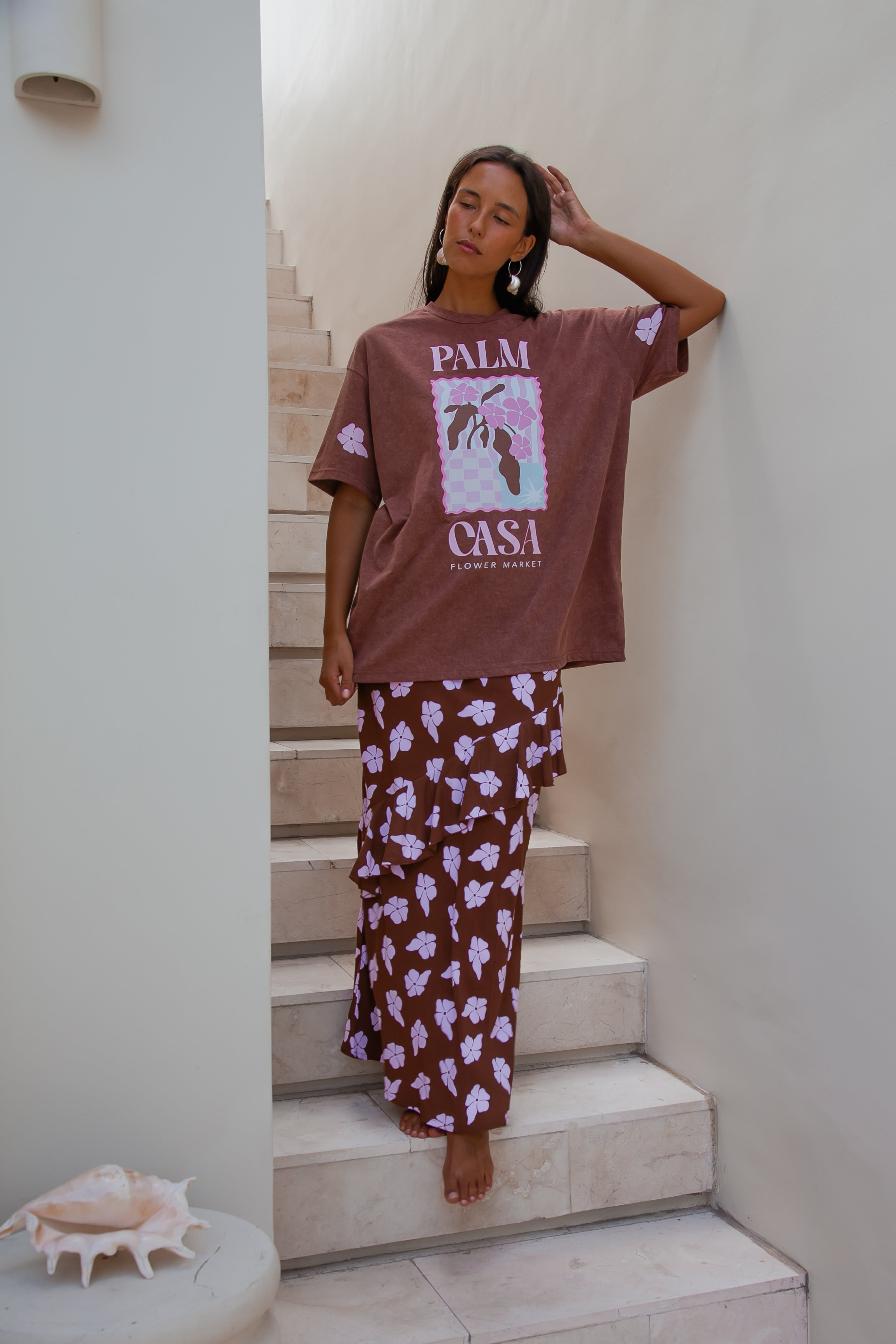 Flower Market T-shirt - Brown