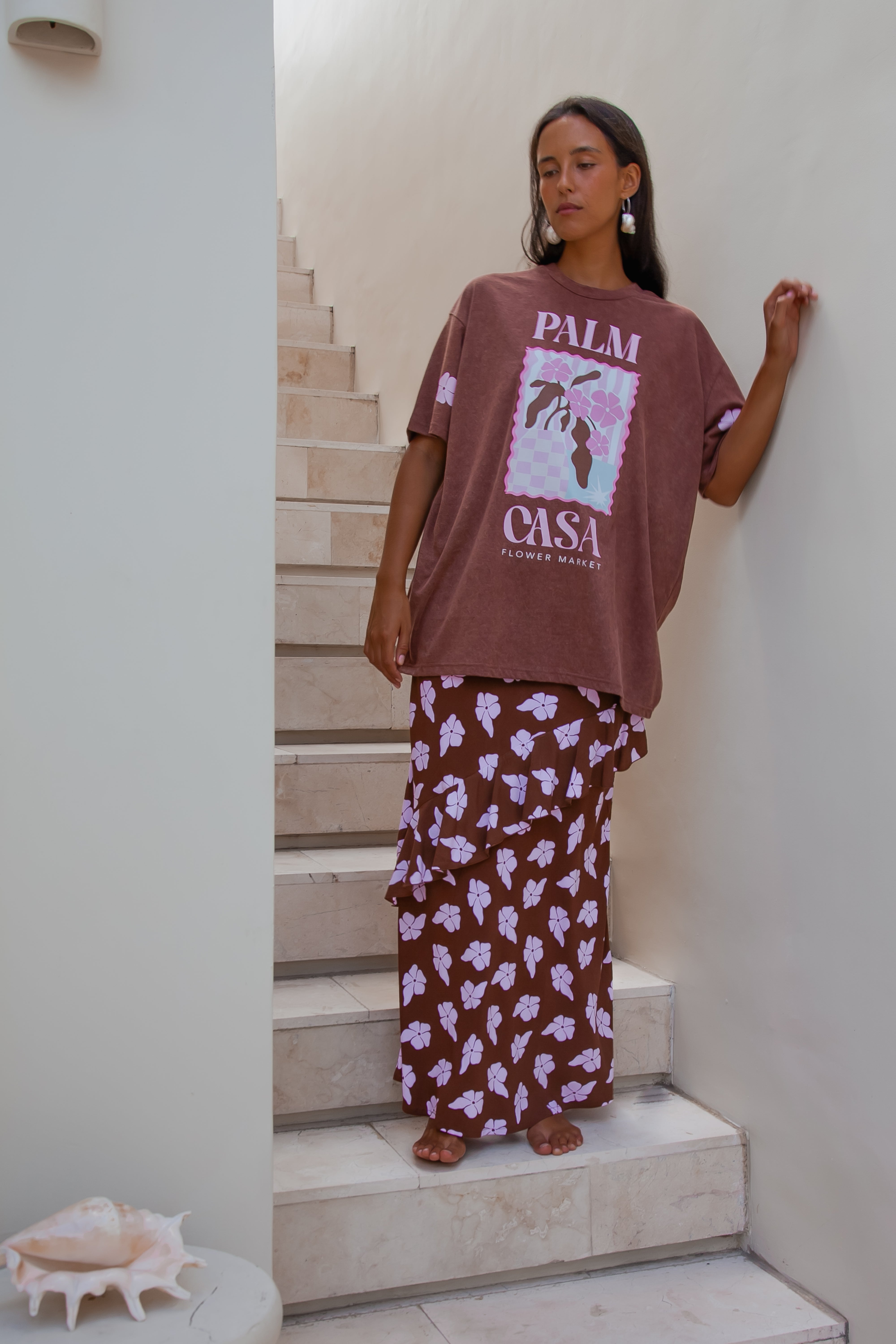 Flower Market T-shirt - Brown