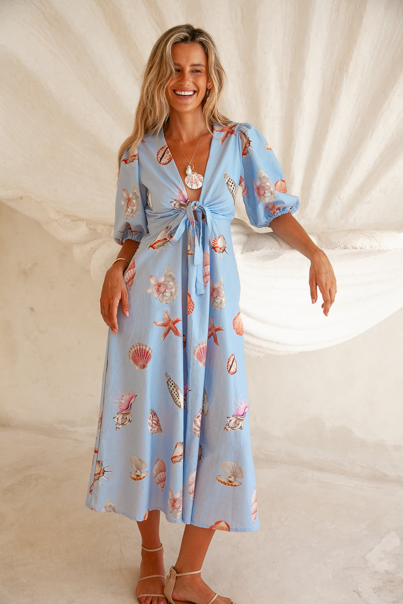 Corsica Shell Maxi Dress - Blue
