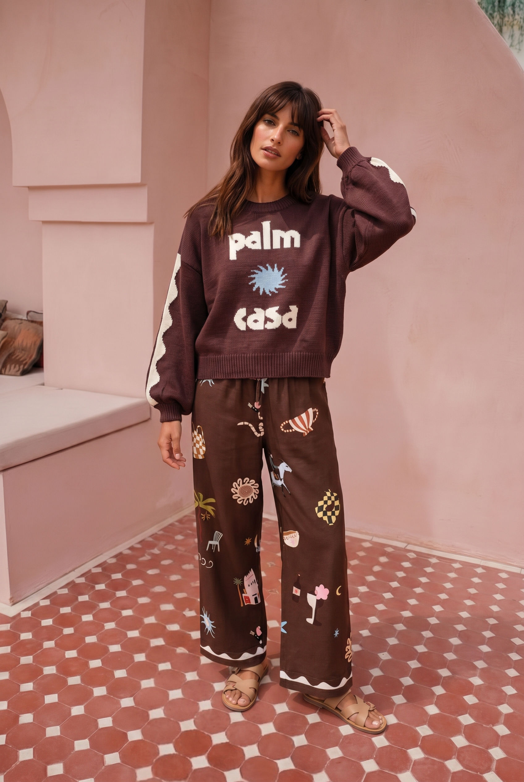 Palm Casa Knit Sweater - Dark Brown