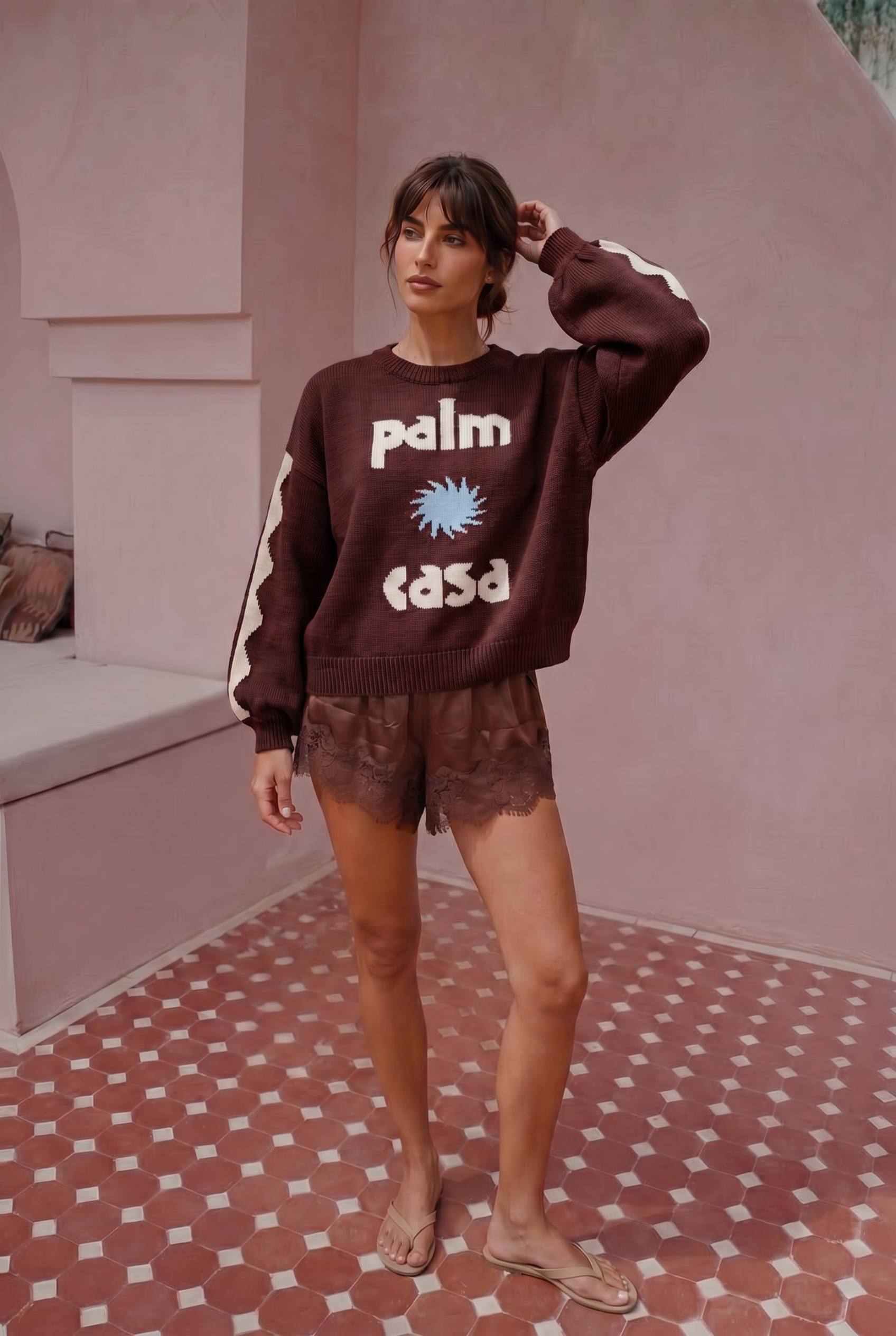 Palm Casa Knit Sweater - Dark Brown