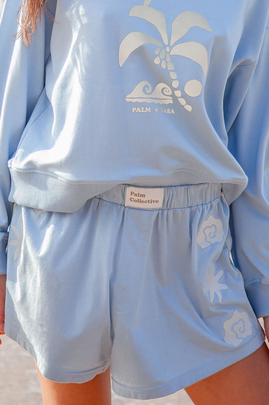Palm Tropics Fleece Sweater Blue - W/S Pack of 5