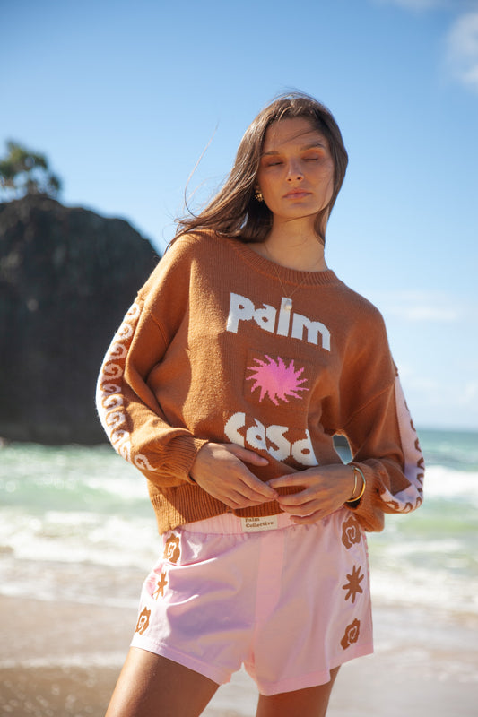 Casa Palma Knit Sweater -Brown