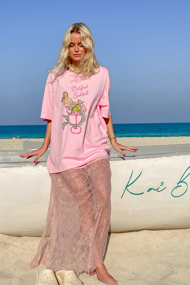 Daintree Lace Skirt- Dusty Pink