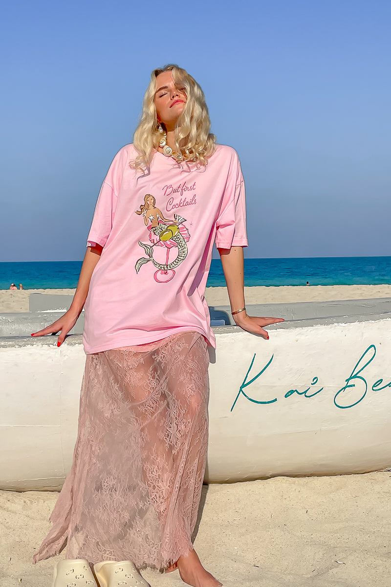 Daintree Lace Skirt- Dusty Pink