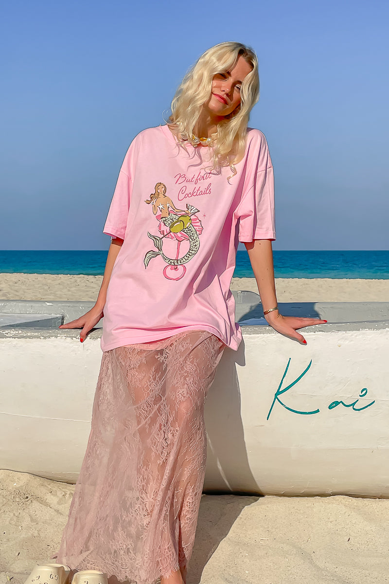 Daintree Lace Skirt- Dusty Pink
