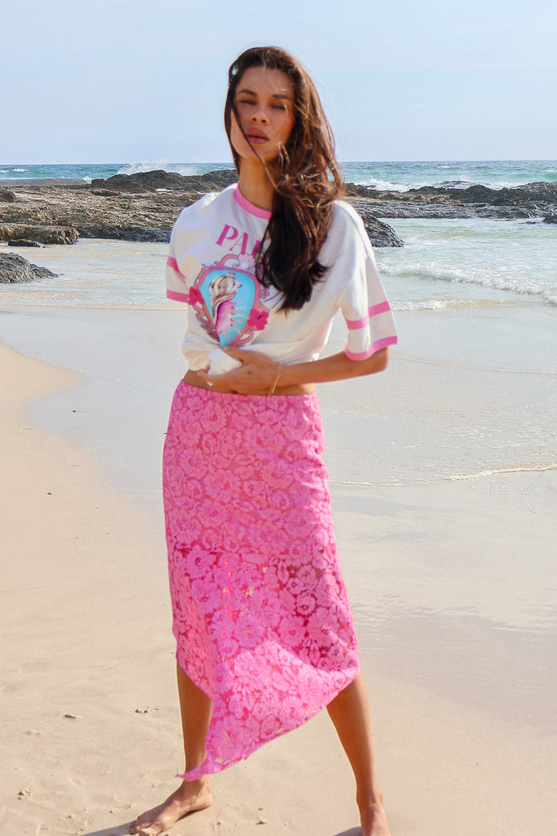 Hanky Lace Skirt Pink