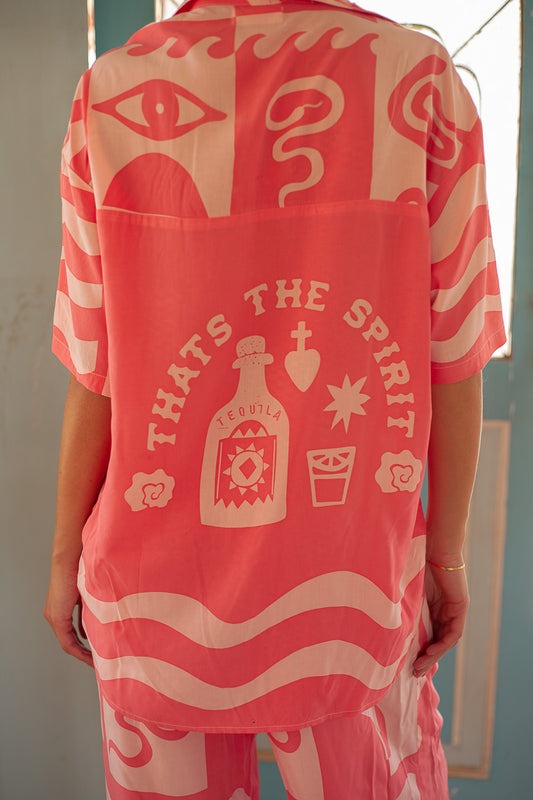 Tequila Linen Blend Blouse - Watermelon