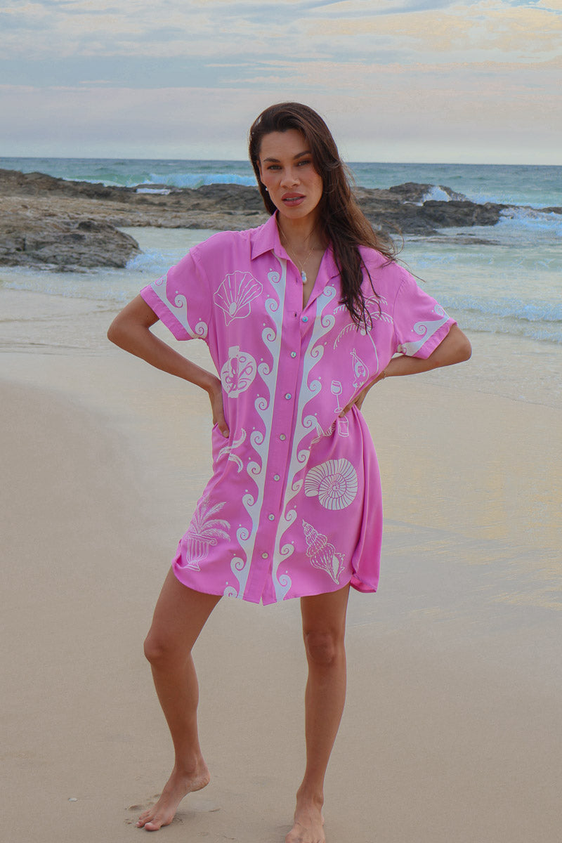 Ocean Club Shirt Dress Pink - WS Pack of 4