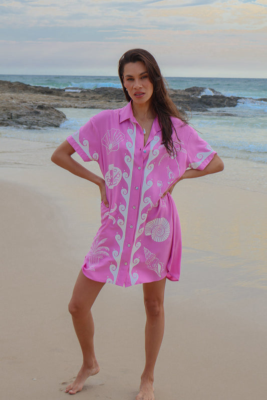 Ocean Club Shirt Dress Pink - WS Pack of 4