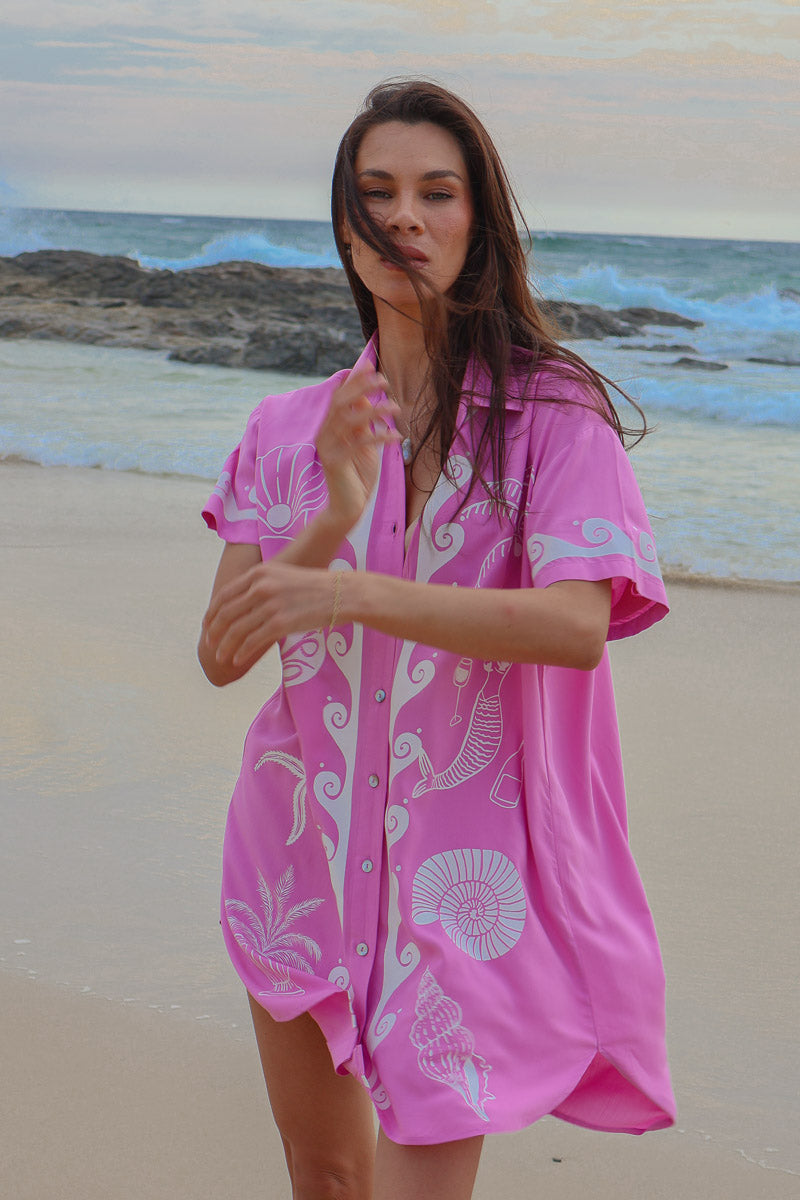 Ocean Club Shirt Dress Pink - WS Pack of 4