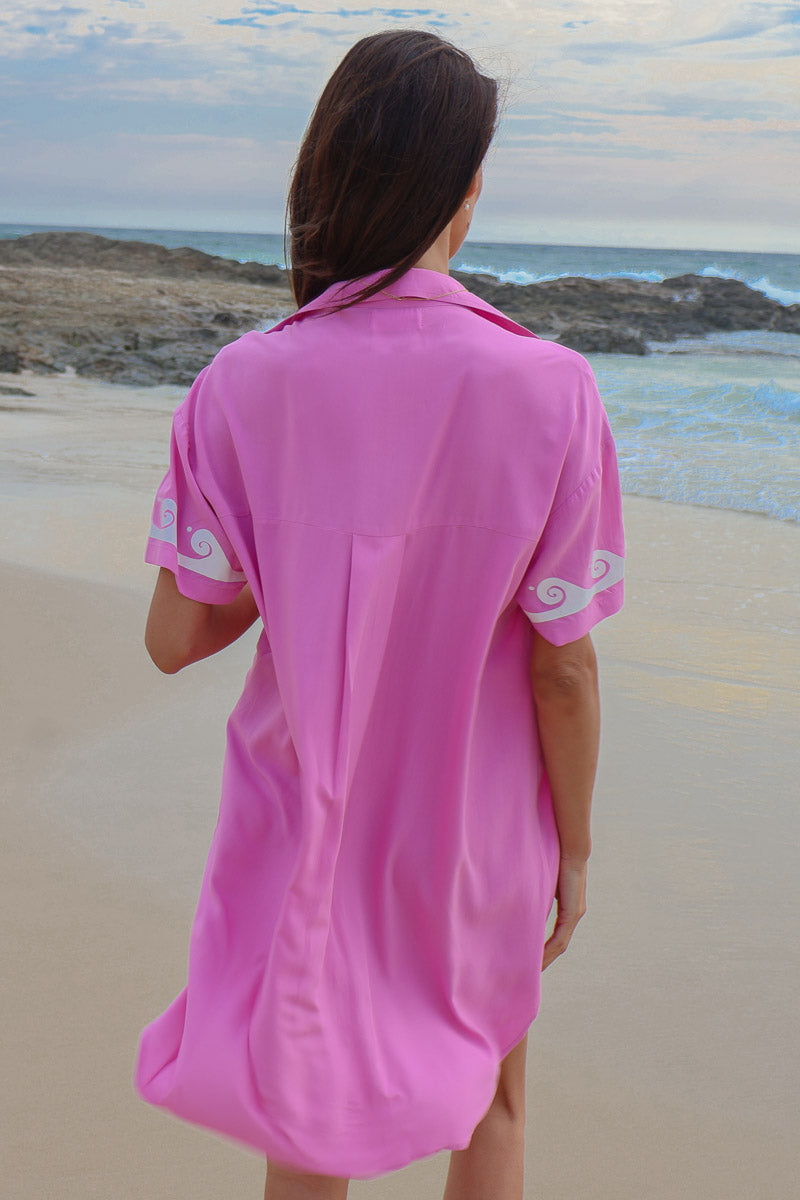 Ocean Club Shirt Dress Pink