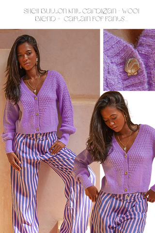 Shell Cashmere Cardigan- Purple- W/S Pack of 5