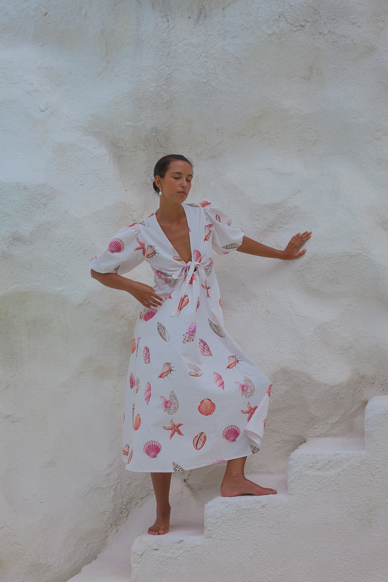 Corsica Shell Maxi Dress - White | W/S Pack of 5