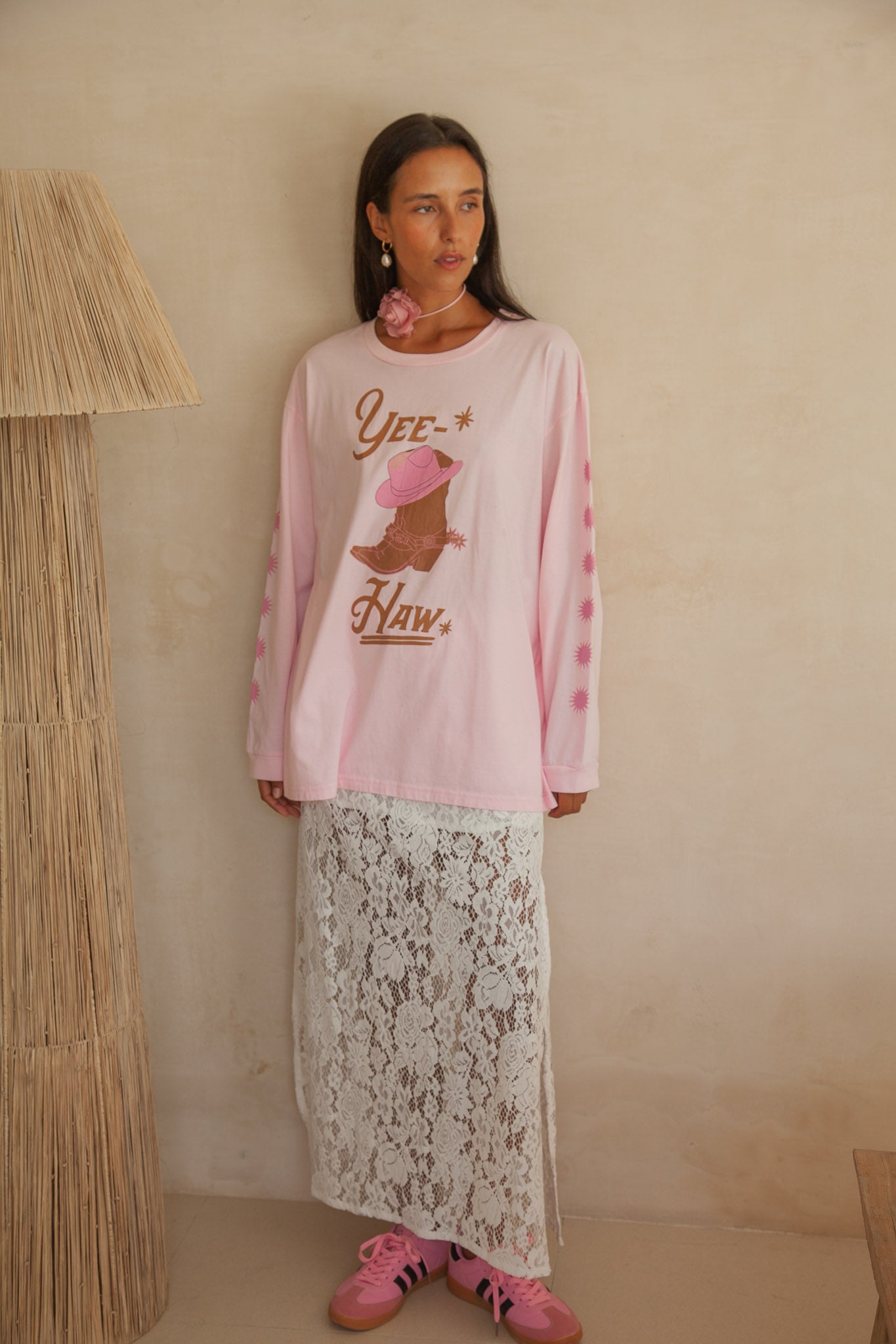 Yeehaw T-Shirt | Pink - Long Sleeve