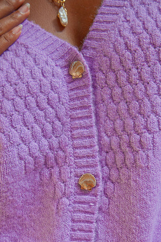 Shell Cashmere Cardigan- Purple- W/S Pack of 5
