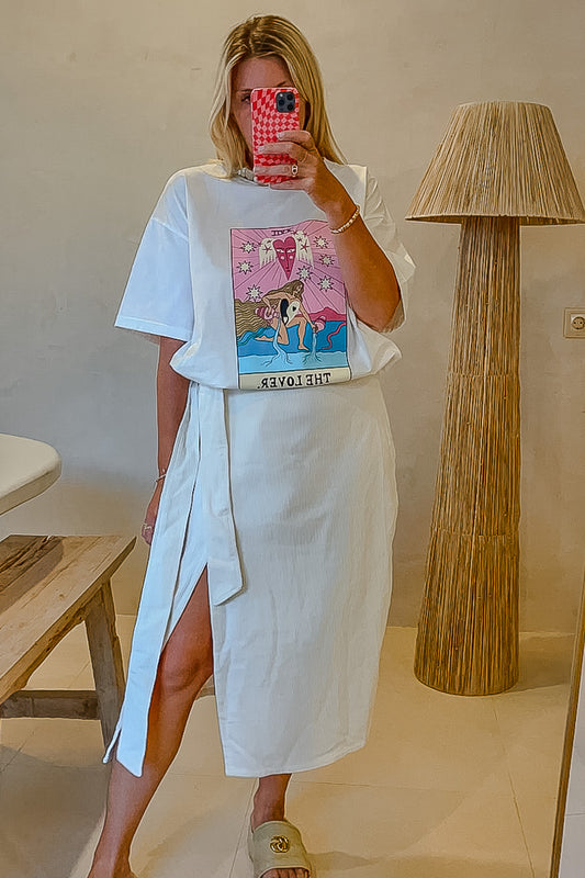 Anna Corduroy White Wrap Skirt