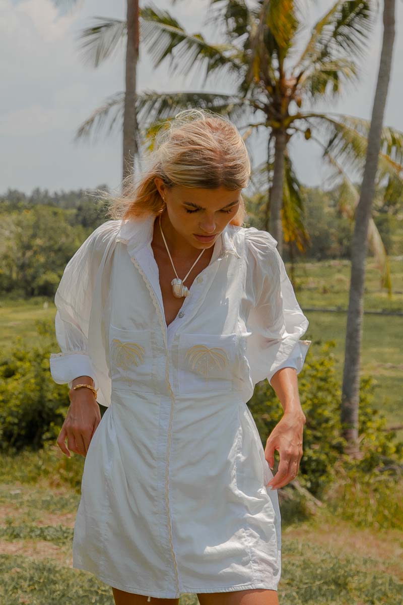 Casa Palma Dress white dress with palm trees