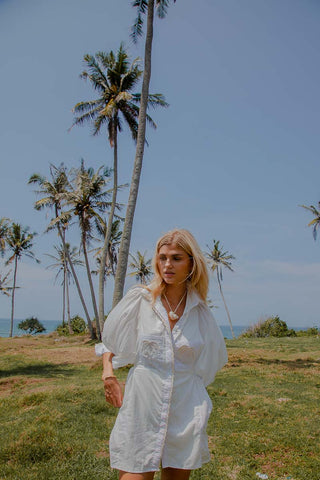 Casa Palma Dress white dress with palm trees