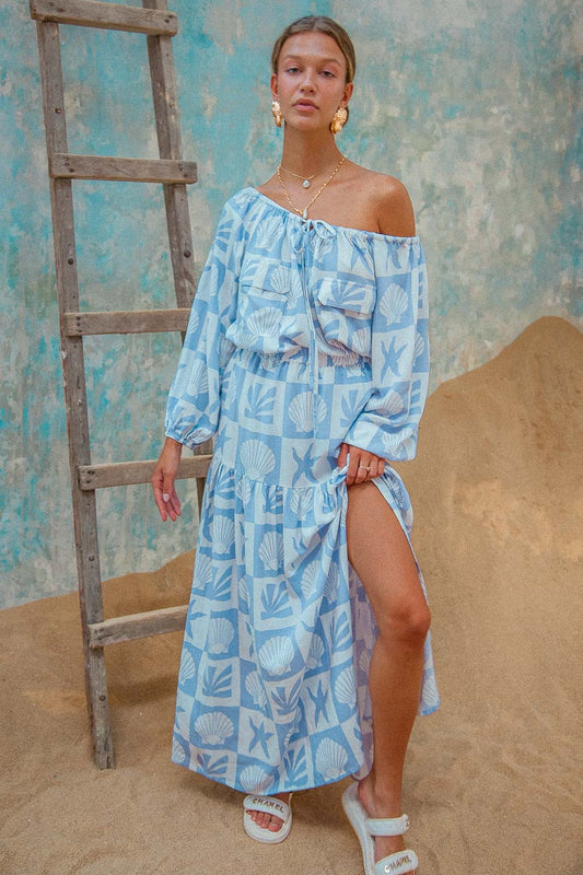 Tonga Skirt Blue printed maxi skirt