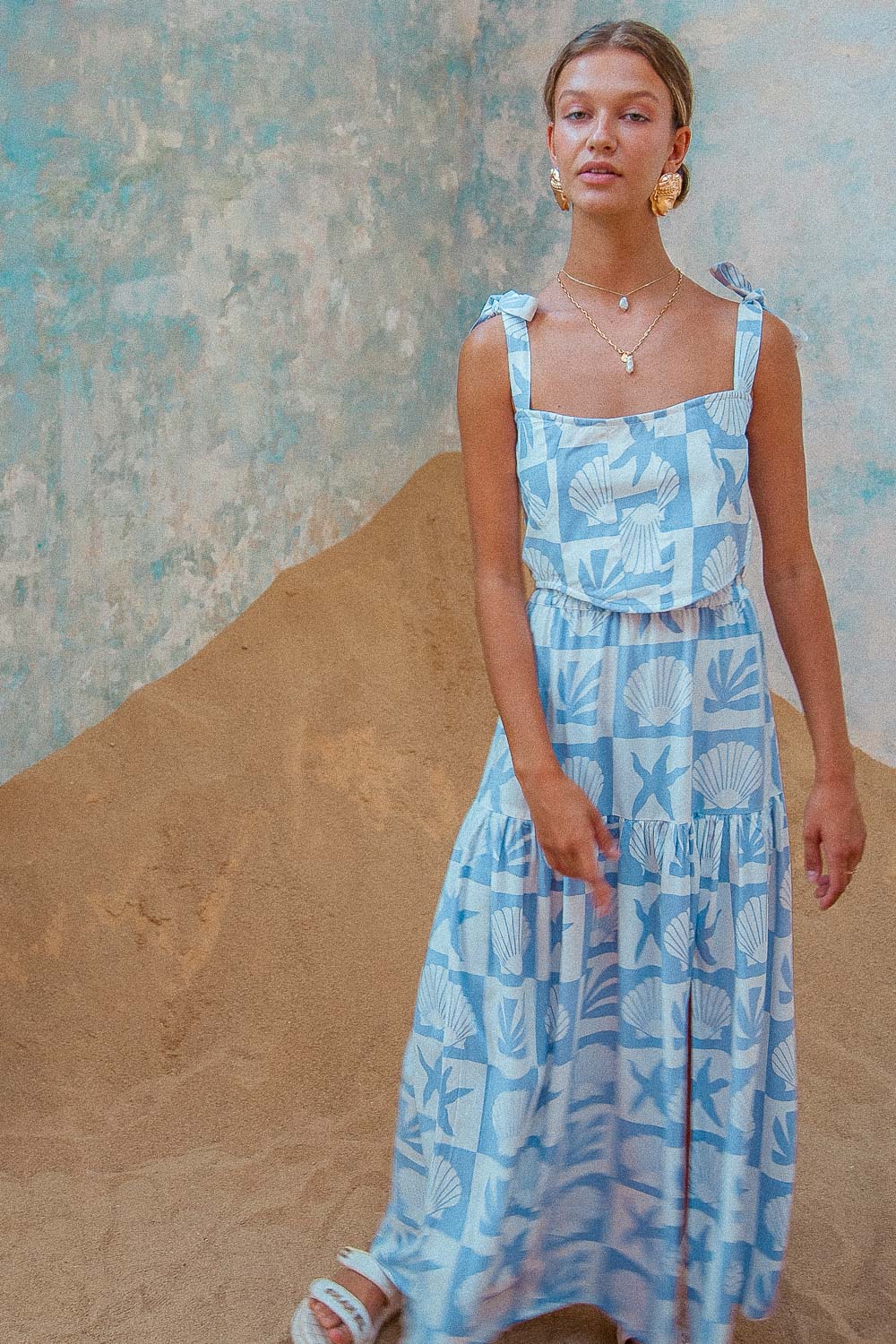 Tonga Skirt Blue printed maxi skirt summer resort outfit