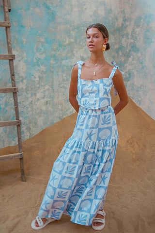 Tonga Skirt Blue printed maxi skirt
