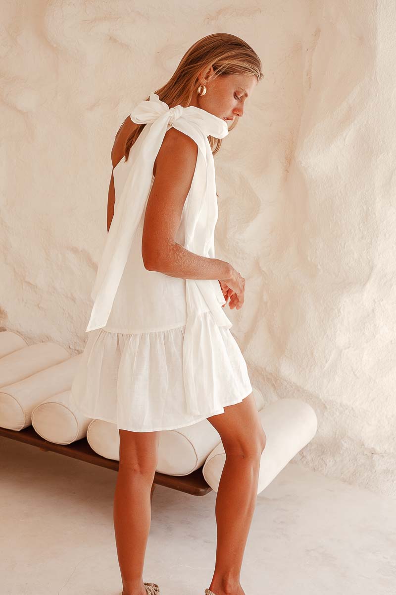 Mattox One Shoulder Dress White one shoulder bow dress