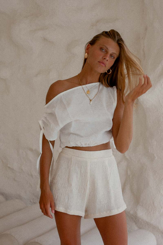 Cotton Gauze Shorts Cotton Gauze Shorts Cream cotton beach shorts