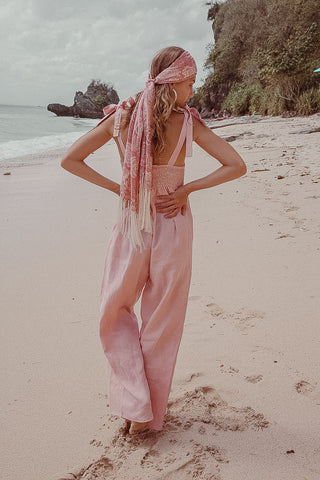 Bonnie Linen Jumpsuit- Pale Pink