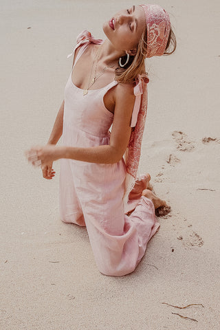 Bonnie Linen Jumpsuit- Pale Pink