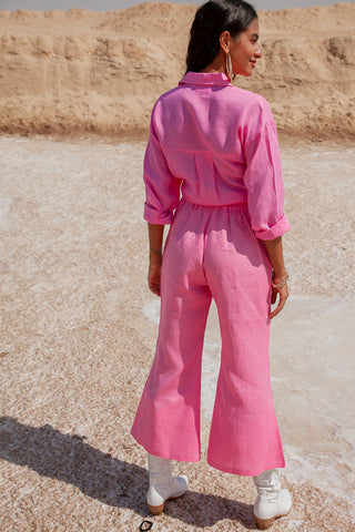 Golden Pant- Sachet Pink Flared linen pants pink