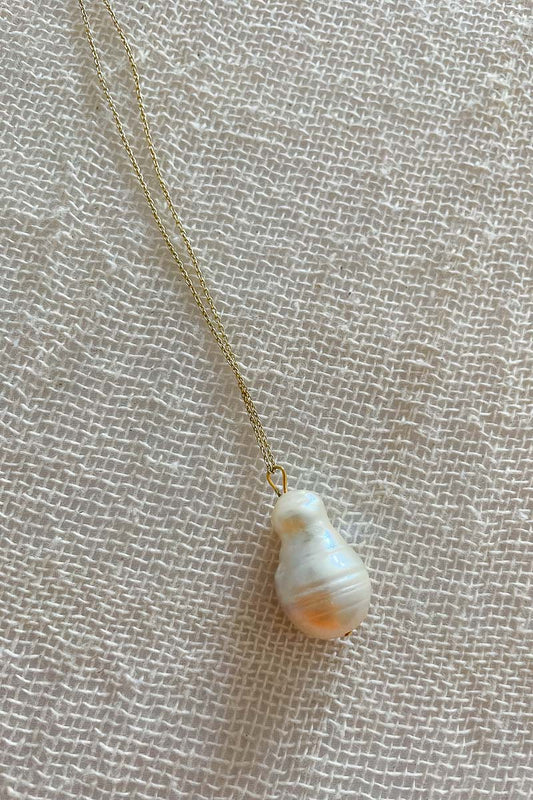 Freshwater Pearl Necklace - Small Teardrop gold freshwater pearl pendant necklace