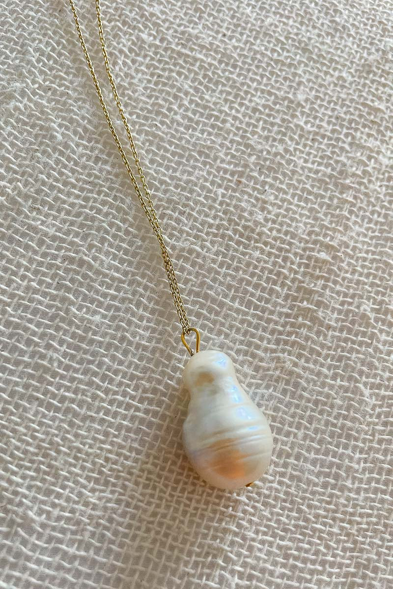 Freshwater Pearl Necklace - Small Teardrop gold freshwater pearl pendant necklace