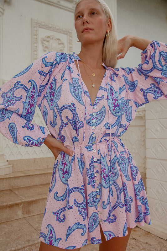 Pink Paisley Dress paisley dresses with sleeves